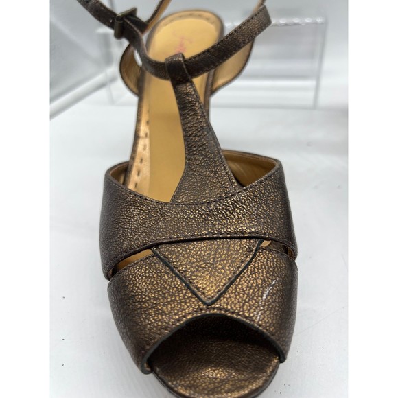 9 M Gianni Bini Gold Metallic Strap Sandal High Heel Open Toe Platform Sling - Picture 3 of 5